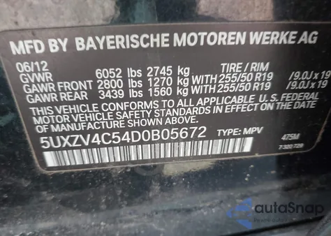 2013 BMW X5 xDrive35I/xDrive35I Premium/xDrive35I Sport Activity from USA, damaged, VIN 5UXZV4C54D0B05672